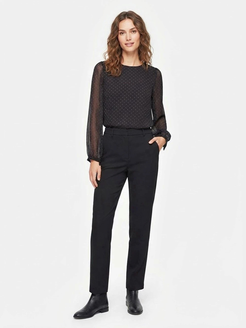 Who What Wear Polka Dot Sheer Long Sleeve Blouse Size XS
